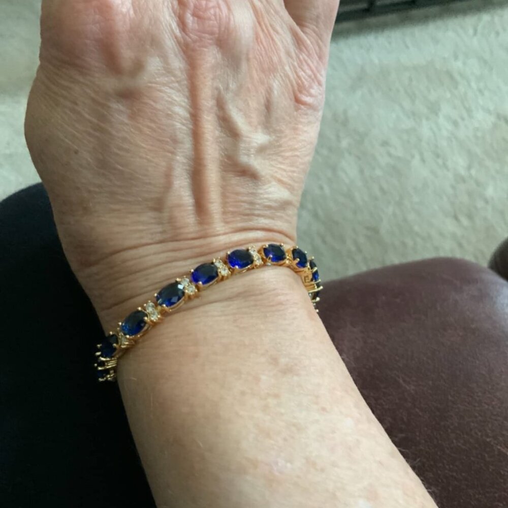 Neiman Marcus 14K Gold Plated Blue Gemstone Bracelet